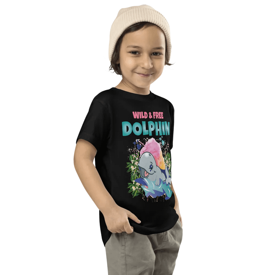 Dolphin Wild and Free Colorful Funny Cute Bella+ Canvas Toddler T-Shirt – Fun Gift for Kids product image (8)
