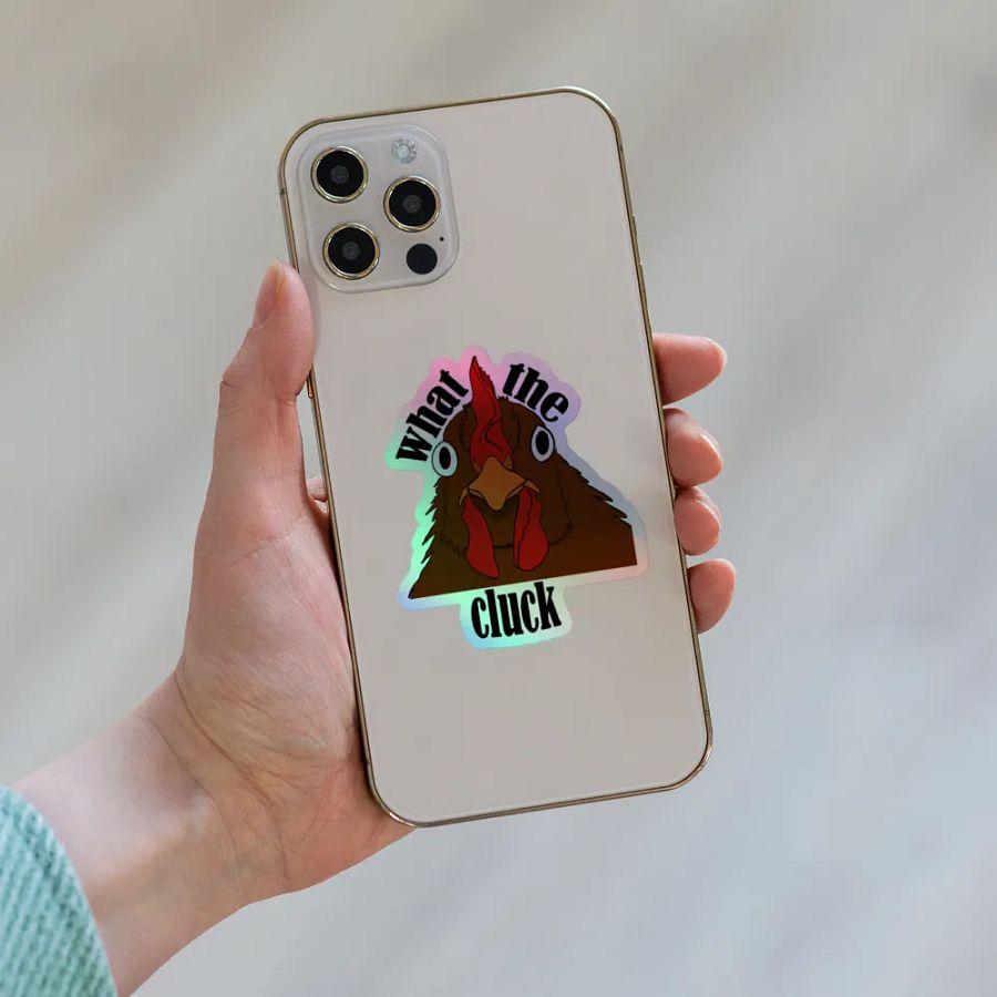 What the cluck holo sticker product image (6)