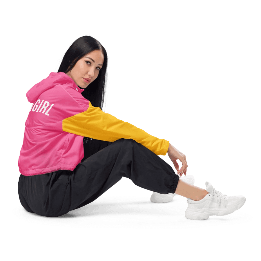 CALIGIRL Pink/Yellow Women's Cropped Windbreaker product image (3)