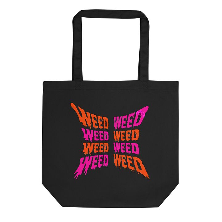 Weird Weed Butterfly Bag, 420 Stoner Pink Orange Organic Cotton Tote product image (1)
