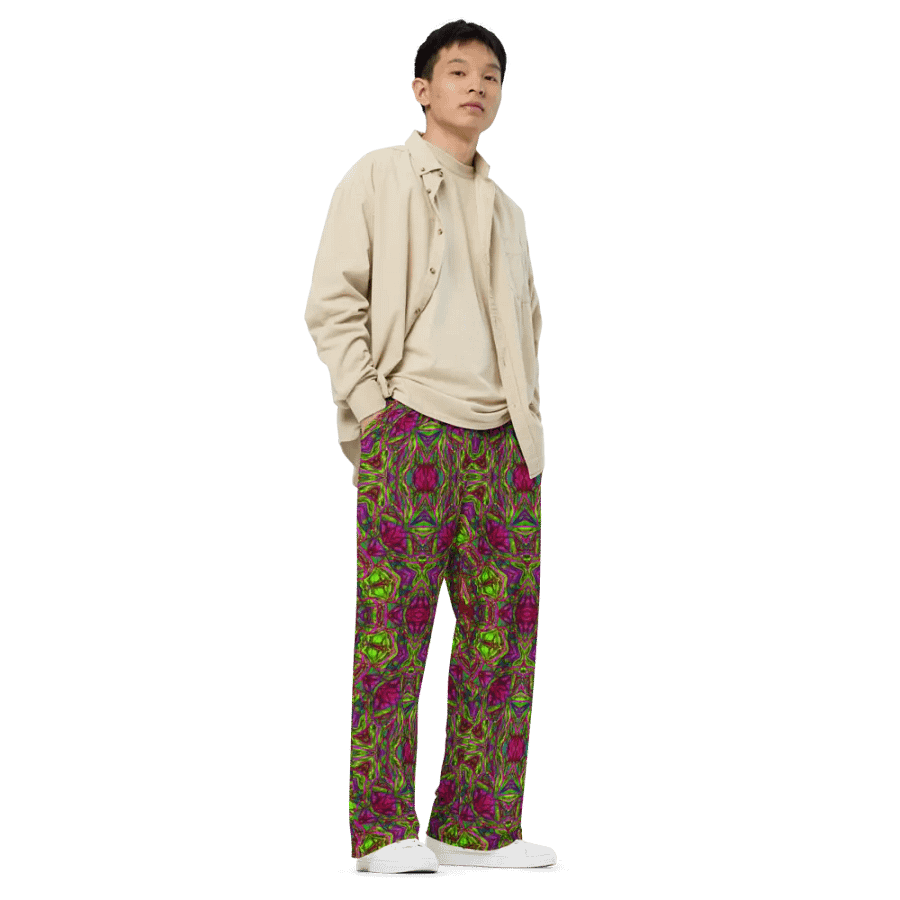 Green and Pink Kaleidoscope Wideleg Pants product image (3)