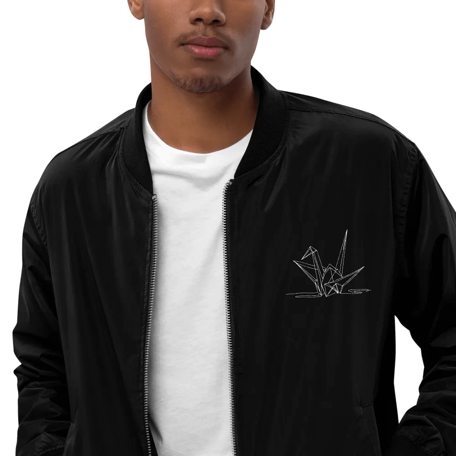 Zen Origami Crane Line Art Bomber Jacket product image (10)