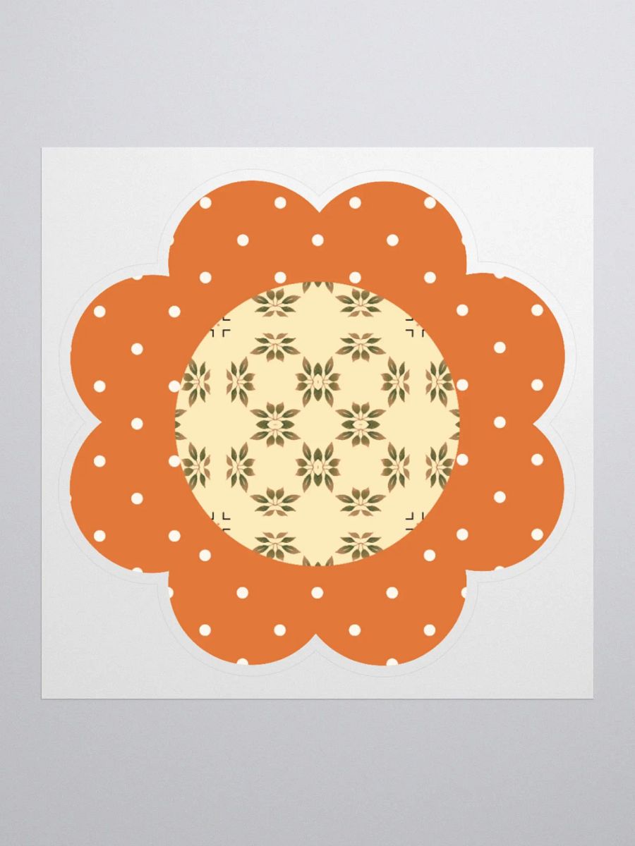 Orange Floral Sticker – Dotted Petals and Beige Patterned Center product image (1)