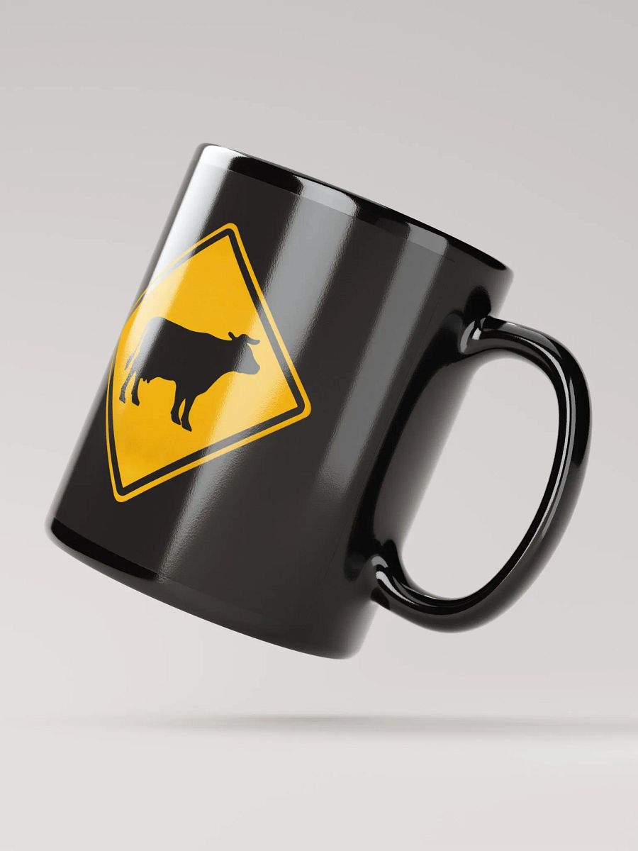"Cow crossing sign" black glossy mug product image (6)