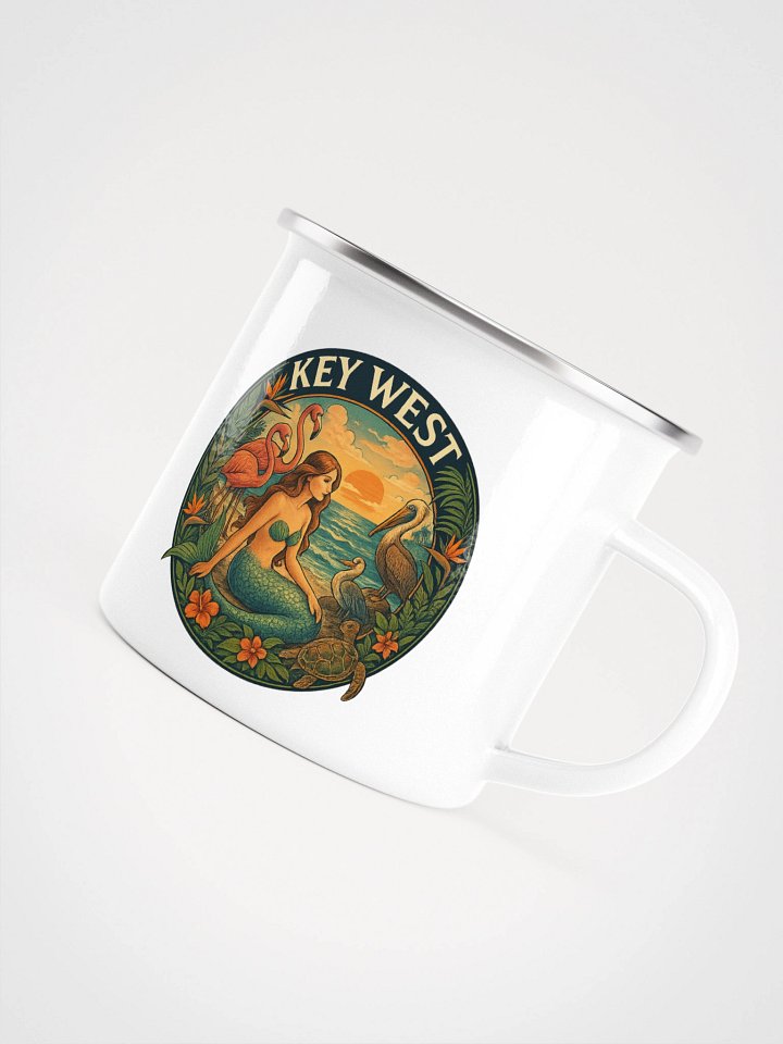 Key West Florida Enamel Mug with Mermaid, Birds, and Turtle product image (1)