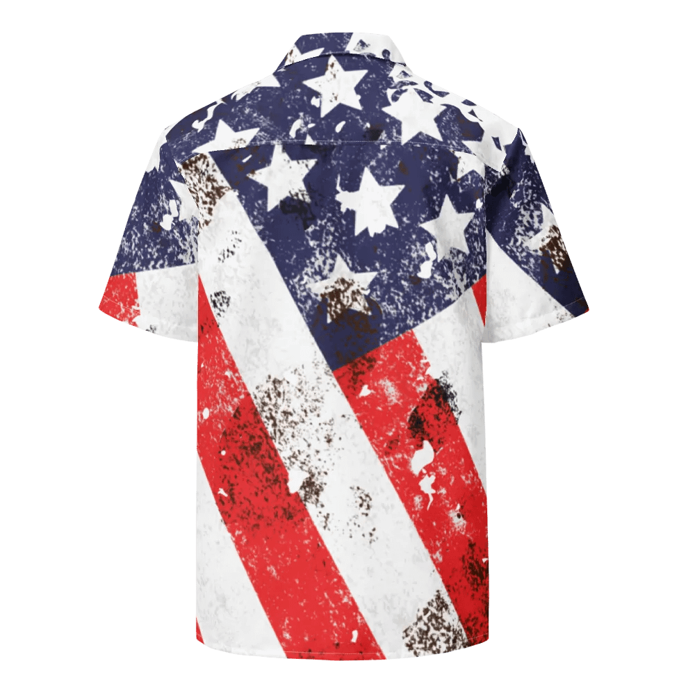 USA Flag Custom Design Button Down Shirt _ CoachShawStudio Streetwear _ Unisex Short Sleeve Shirt product image (11)