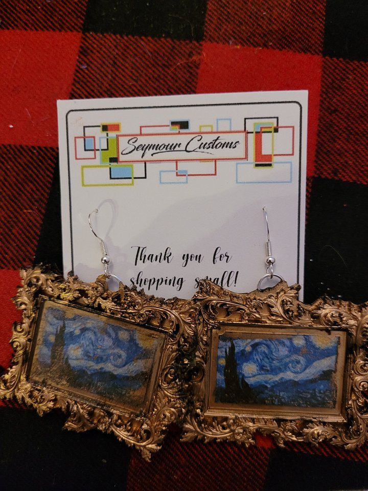 Starry night framed earrings product image (1)