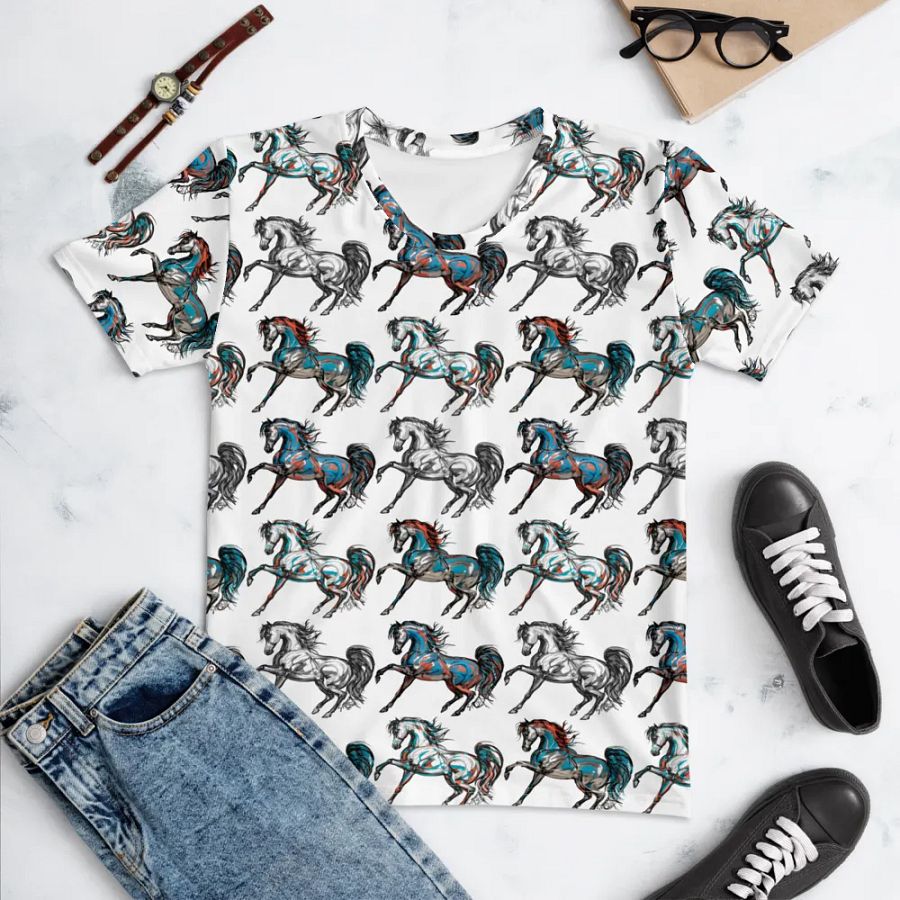 Prancing White Arabian Lady's Short Sleeve Tee product image (10)