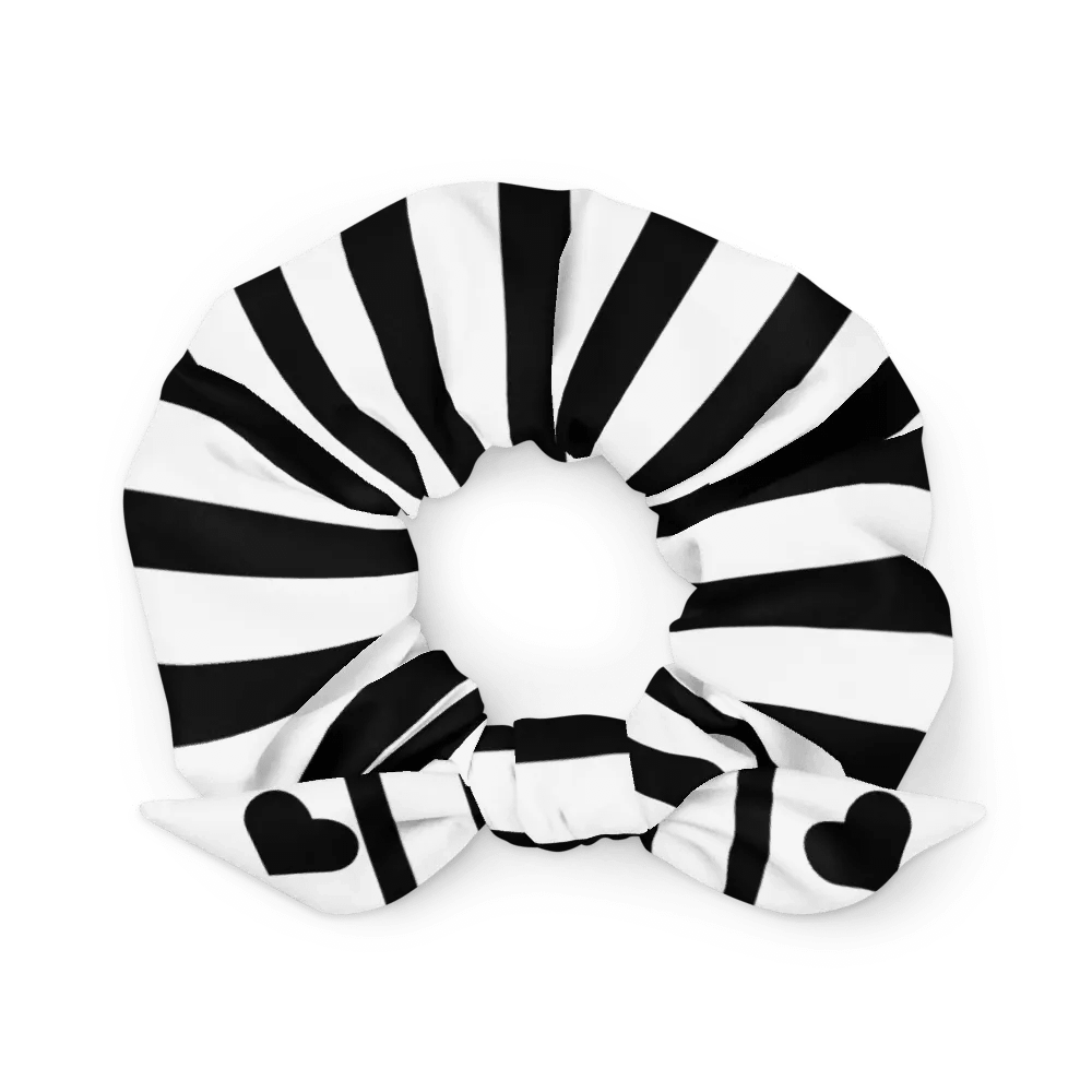 Black and White stripes and hearts/All-Over Print Scrunchie by Sublicolor product image (1)