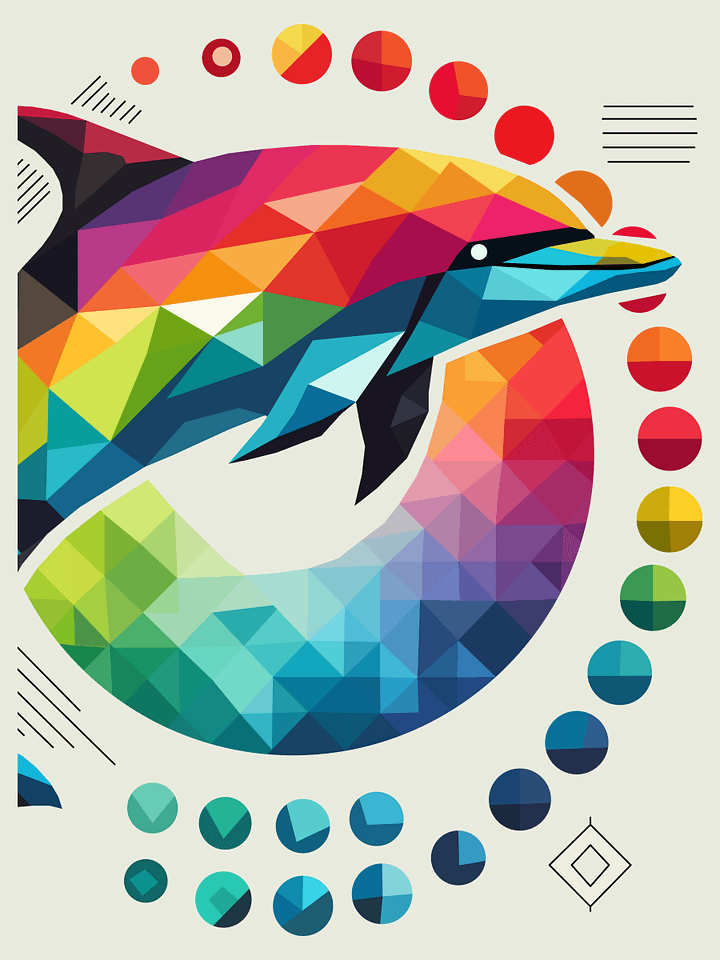 Free Geometric Dolphin PNG Art - Transparent Background, Low Poly Marine Life Illustration product image (1)