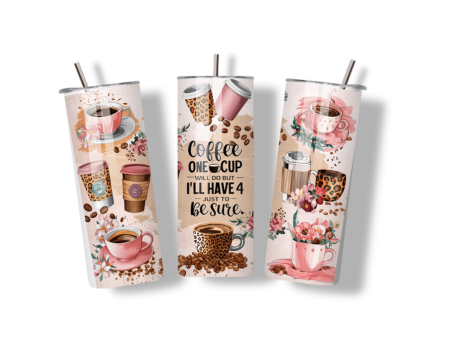 Coffee Lover's 20oz Skinny Tumbler with Metal Straw – 'One Cup Will Do – Double-Walled Insulated Stainless Steel Tumbler for Hot & Cold Drinks, Fun Gift for Coffee Enthusiasts product image (3)