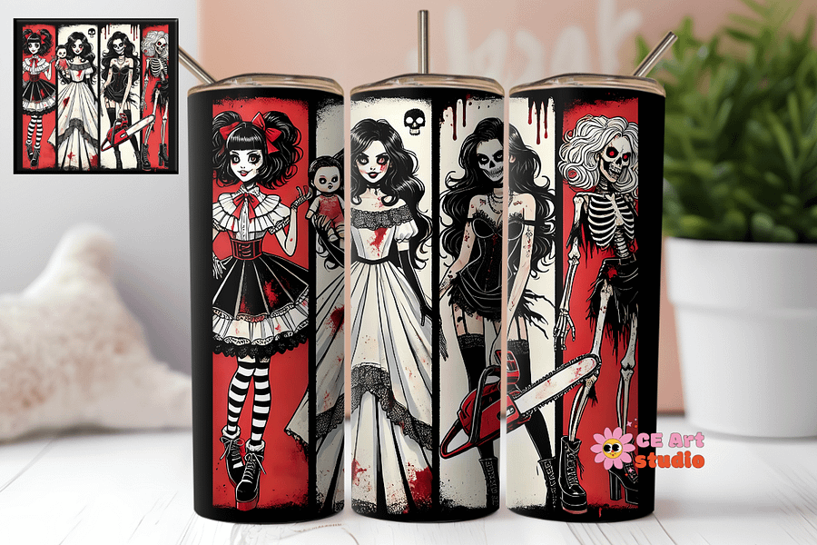 Halloween Sassy Creepy Skeleton Tumbler Wrap PNG product image (1)