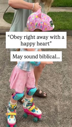 “Obey right away with a happy heart” is a catchy phrase, but it’s not a biblical command.

Yes, God invites us to obedience, ...