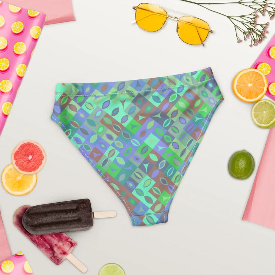 Colorful vector Pattern Design High Waisted Bikini Bottom - v7 product image (4)