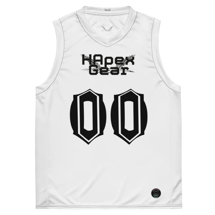 Kaidoom Dev - White - Recycled Unisex Basketball Jersey - Black HApex Gear Black Logo product image (2)