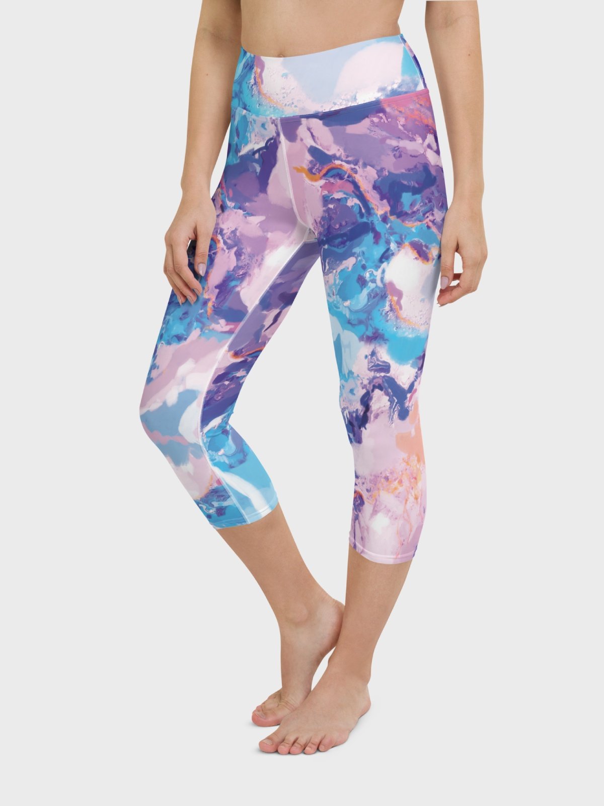 Capri Leggings "Marble Effect Pastel Blue Purple Dreamy Waves" product image (3)