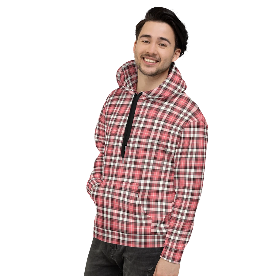 Coral Pink, Black, and White Plaid Hoodie product image (4)