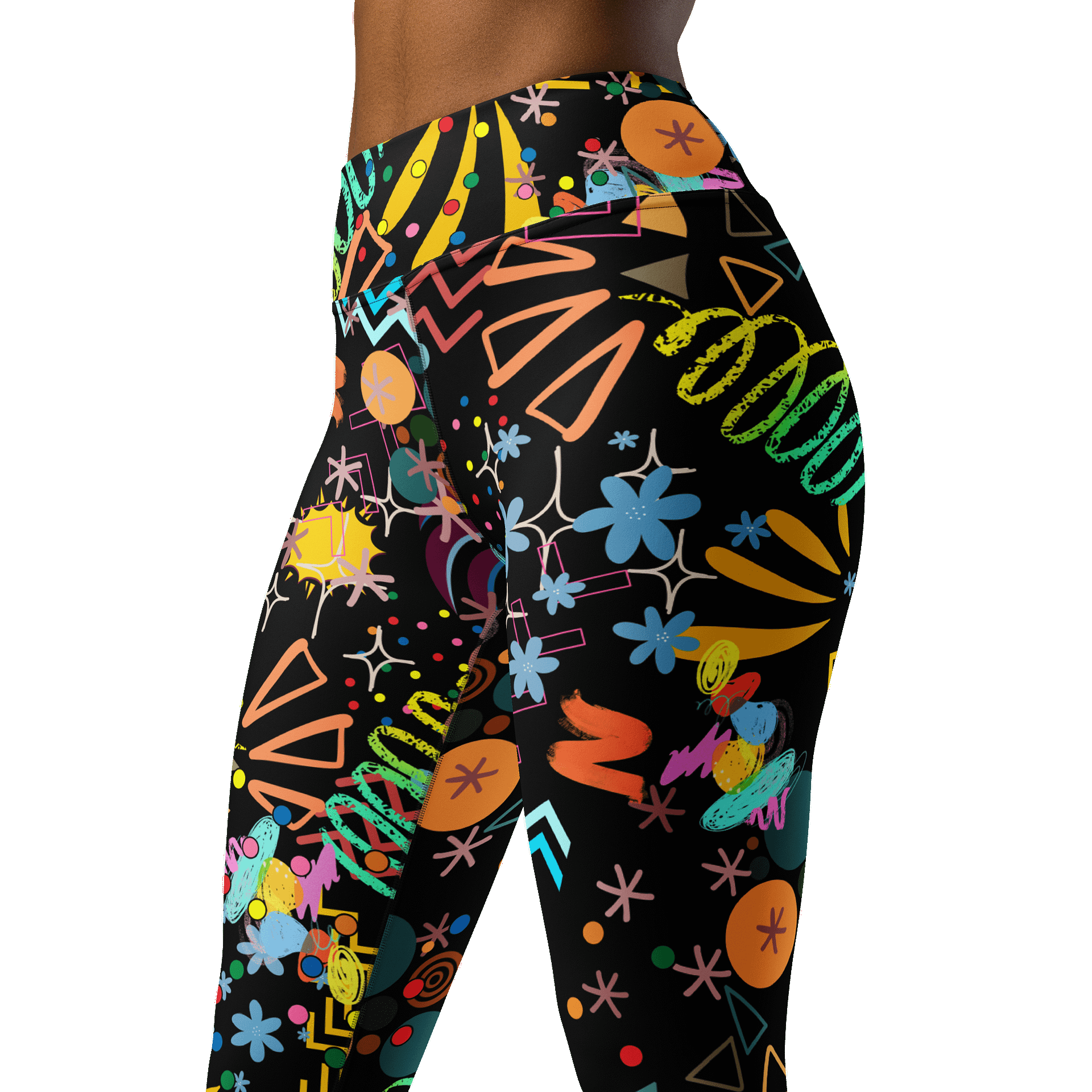 Neon Dream High-Waist Yoga Leggings - Psychedelic Geometric Patterns product image (4)