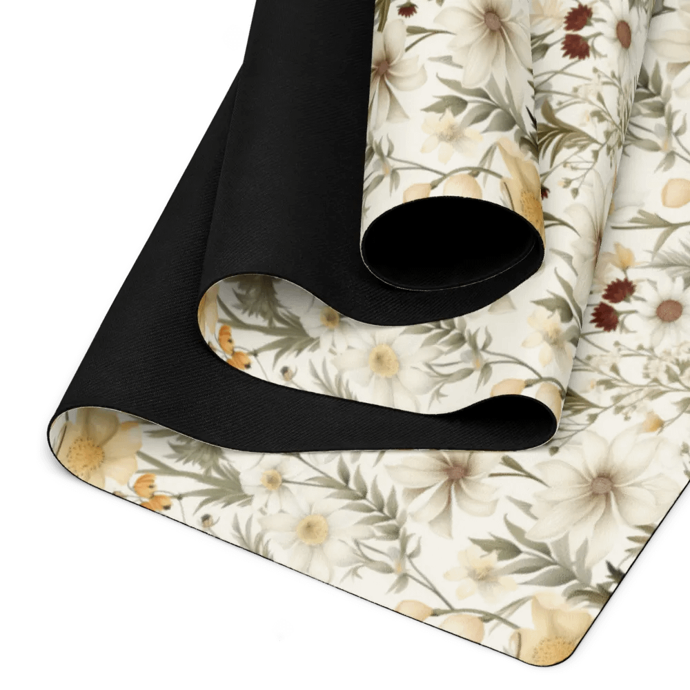 White Floral Yoga Mat by Treasure Pie product image (3)