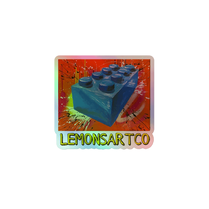 POP Brick (Blue Brick/Red Background) Holographic Sticker product image (1)