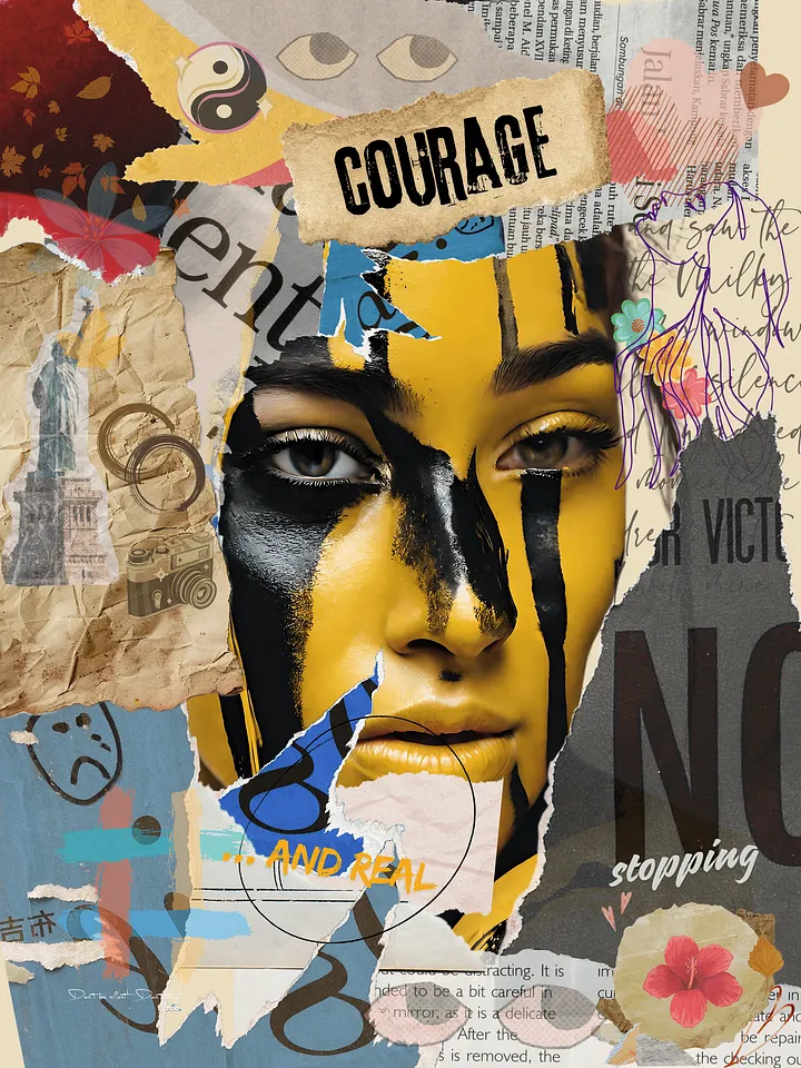 Don't be silent! Don't stop! Yellow. | Framed Collage Painting product image (1)