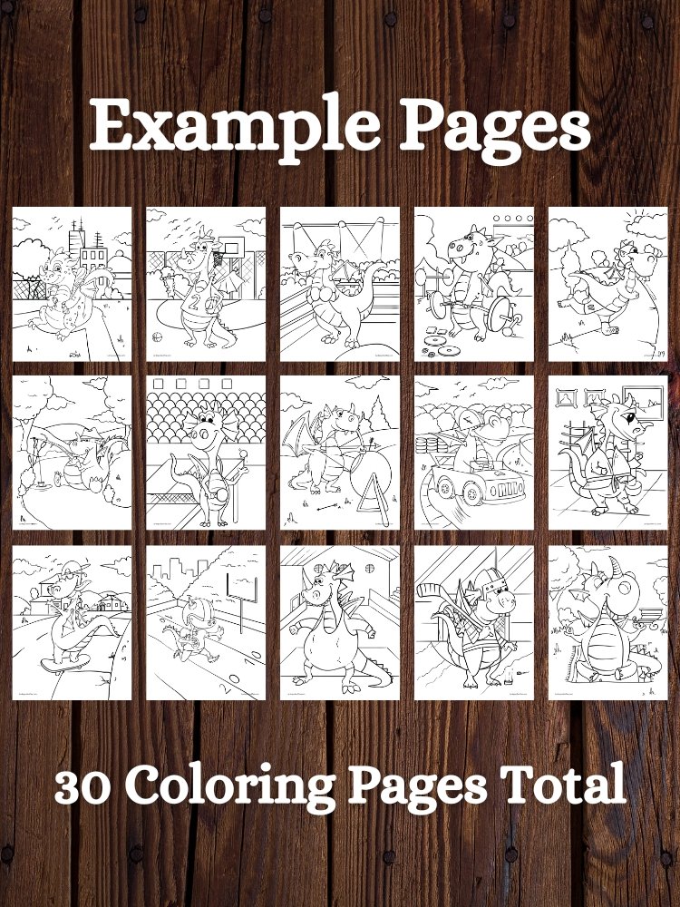 Dragons Playing Sports Printable Coloring Pages for Kids product image (2)