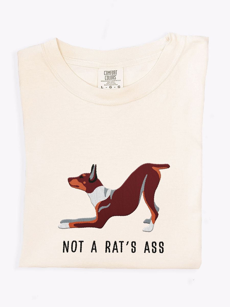 Not a Rat's Ass T-Shirt(Embroidered) of a Rat Terrier(Brown & Tan) product image (1)