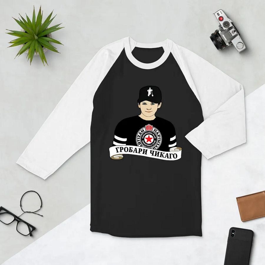 Grobari Čikago KK Partizan Tultex Fine Jersey Raglan Tee product image (4)
