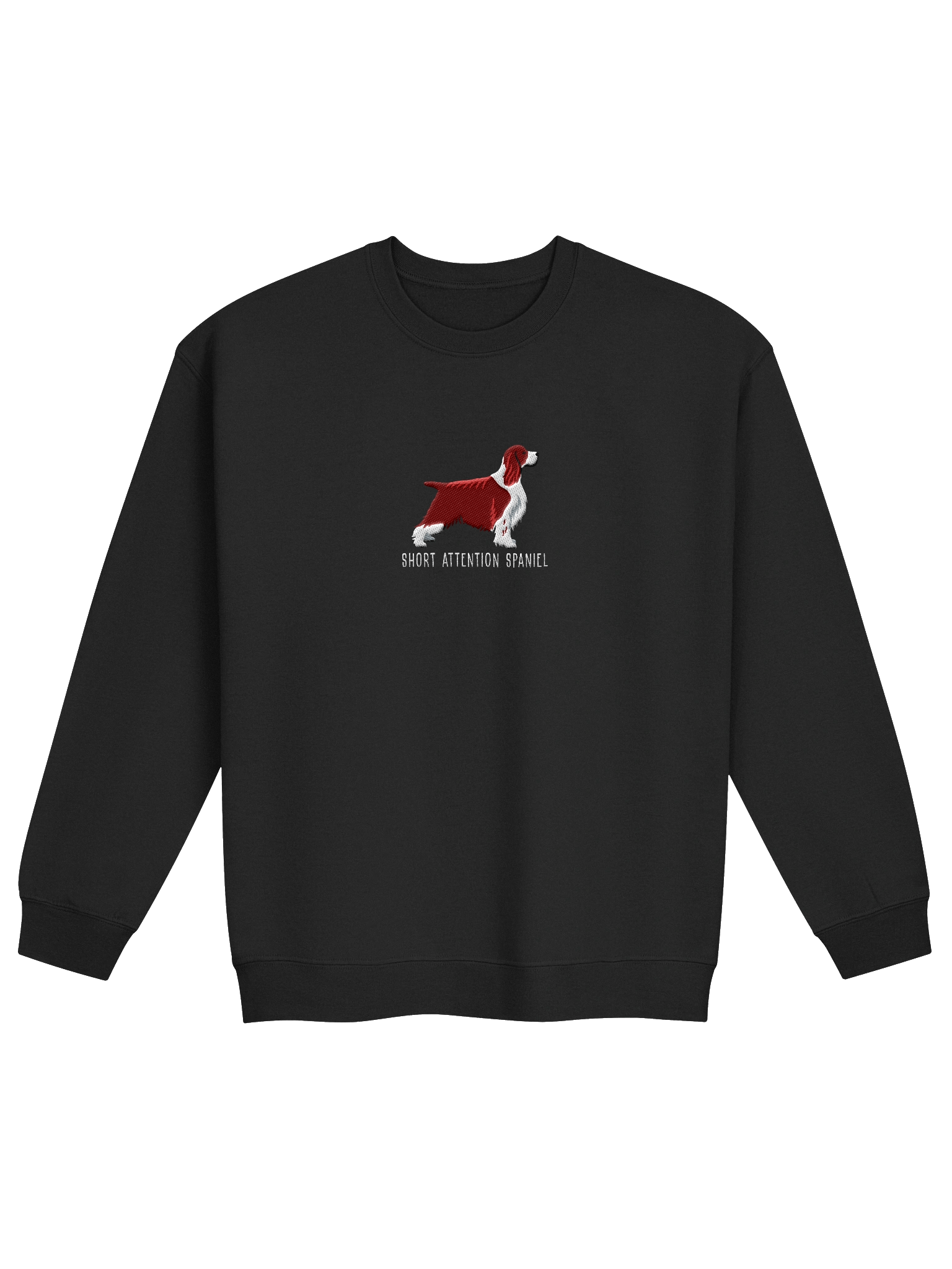 Short Attention Spaniel Sweatshirt (Embroidered) of an English Springer Spaniel(Liver, Show Type) product image (1)