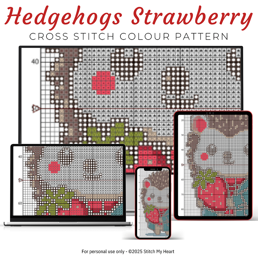 Hedgehog's Strawberry Treat Cross Stitch Pattern product image (3)