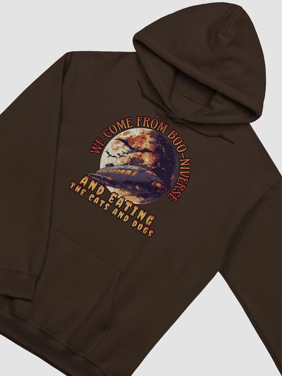 We come from Boo-niverse and eating the cats and dogs.Spooky Space Invader Hoodie product image (10)