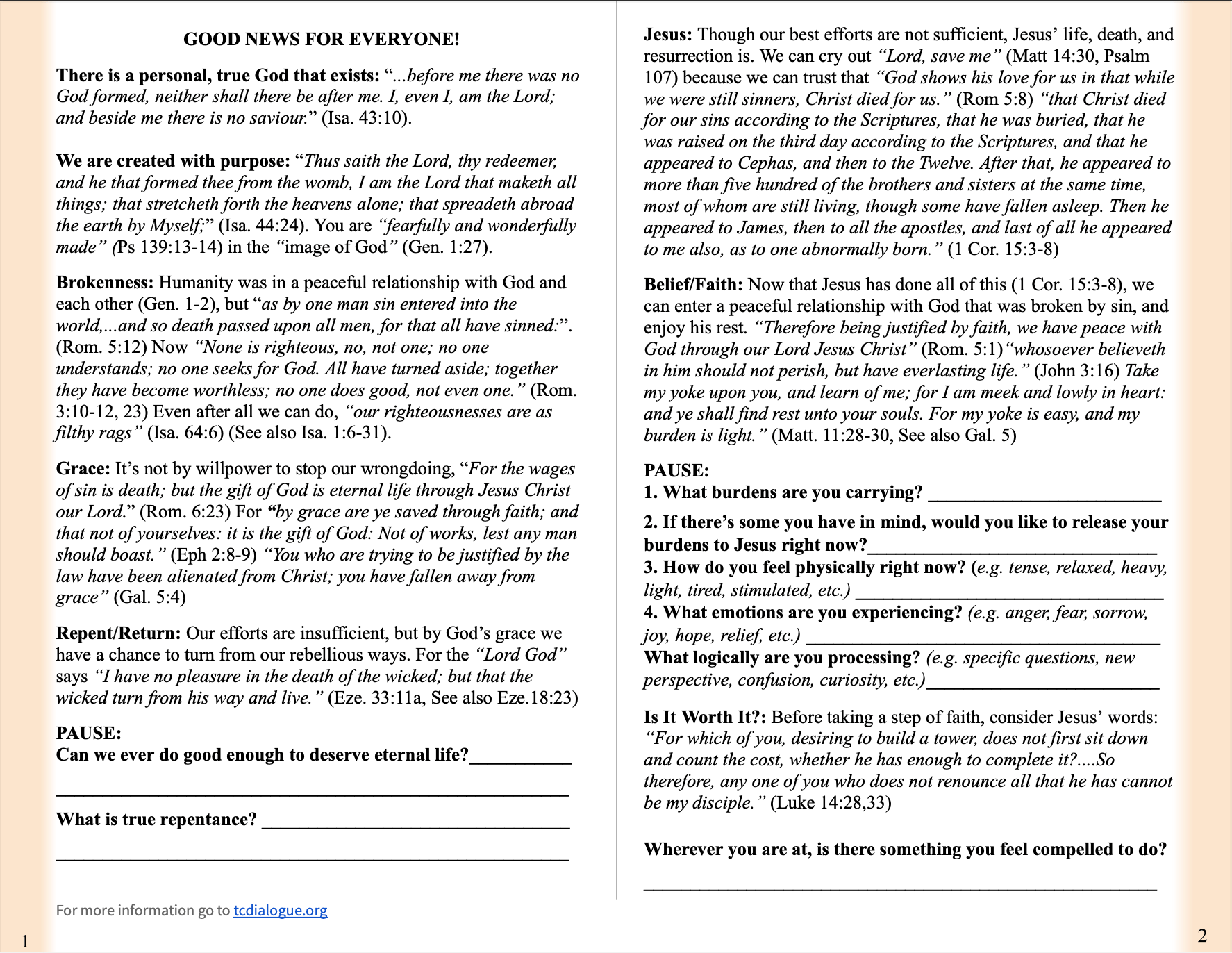 Basic Gospel Printout product image (1)