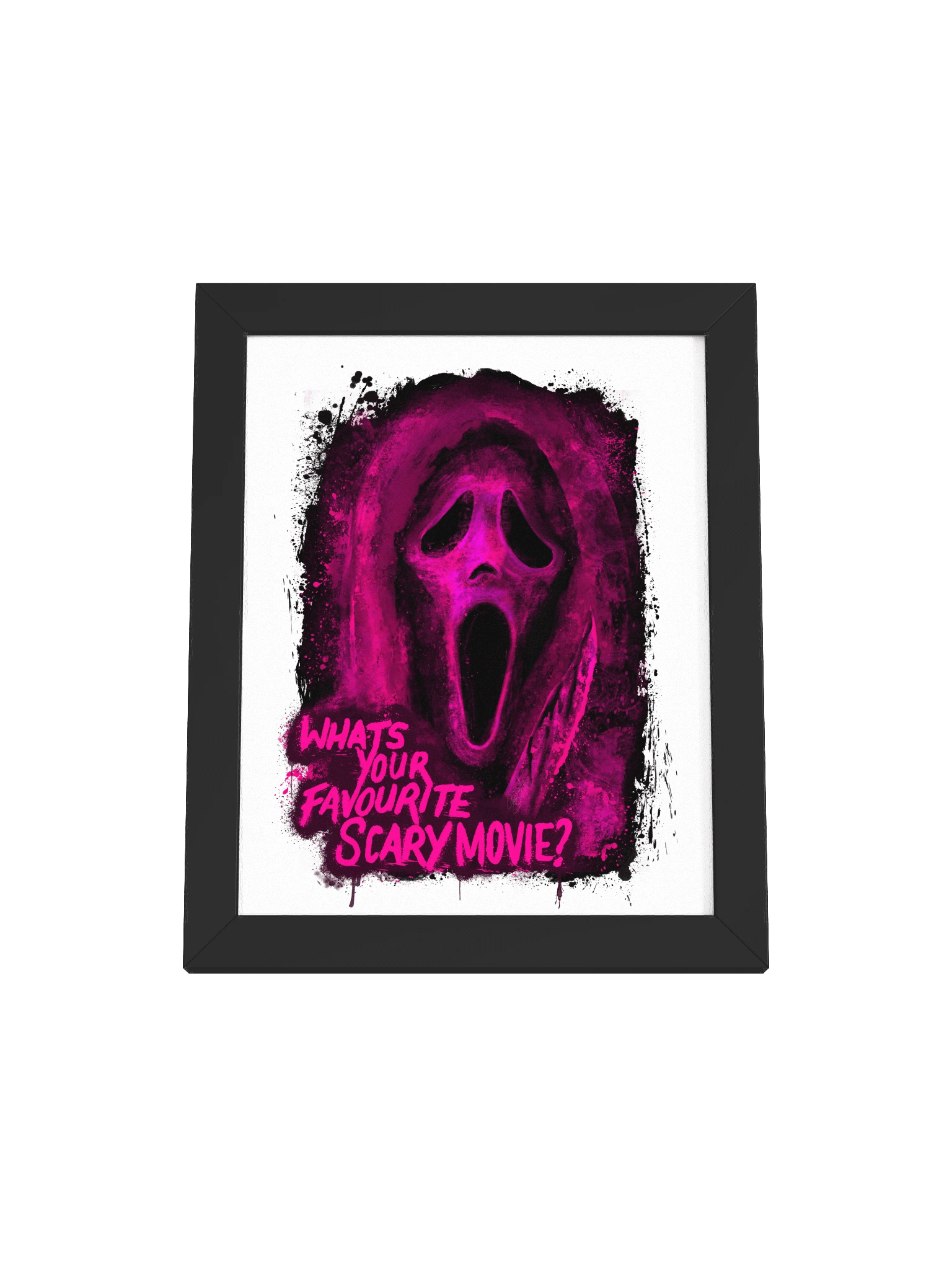 WHITE Framed Ghost Face Print (Pink) product image (1)