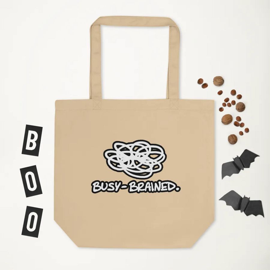 BUSY-BRAINED (lined design) tote bag product image (3)