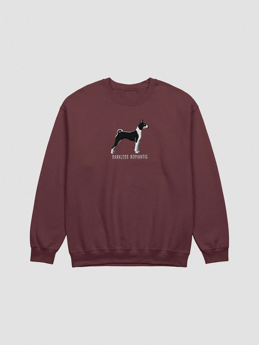 Barkless Romantic Sweatshirt (Embroidered) of a Basenji(Black & White) product image (4)