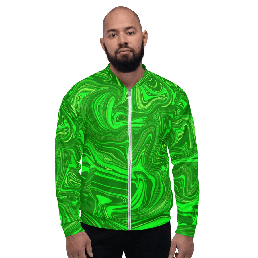 Unisex Bomber Jacket - Different Shades of Green Digital Fluid Art product image (2)