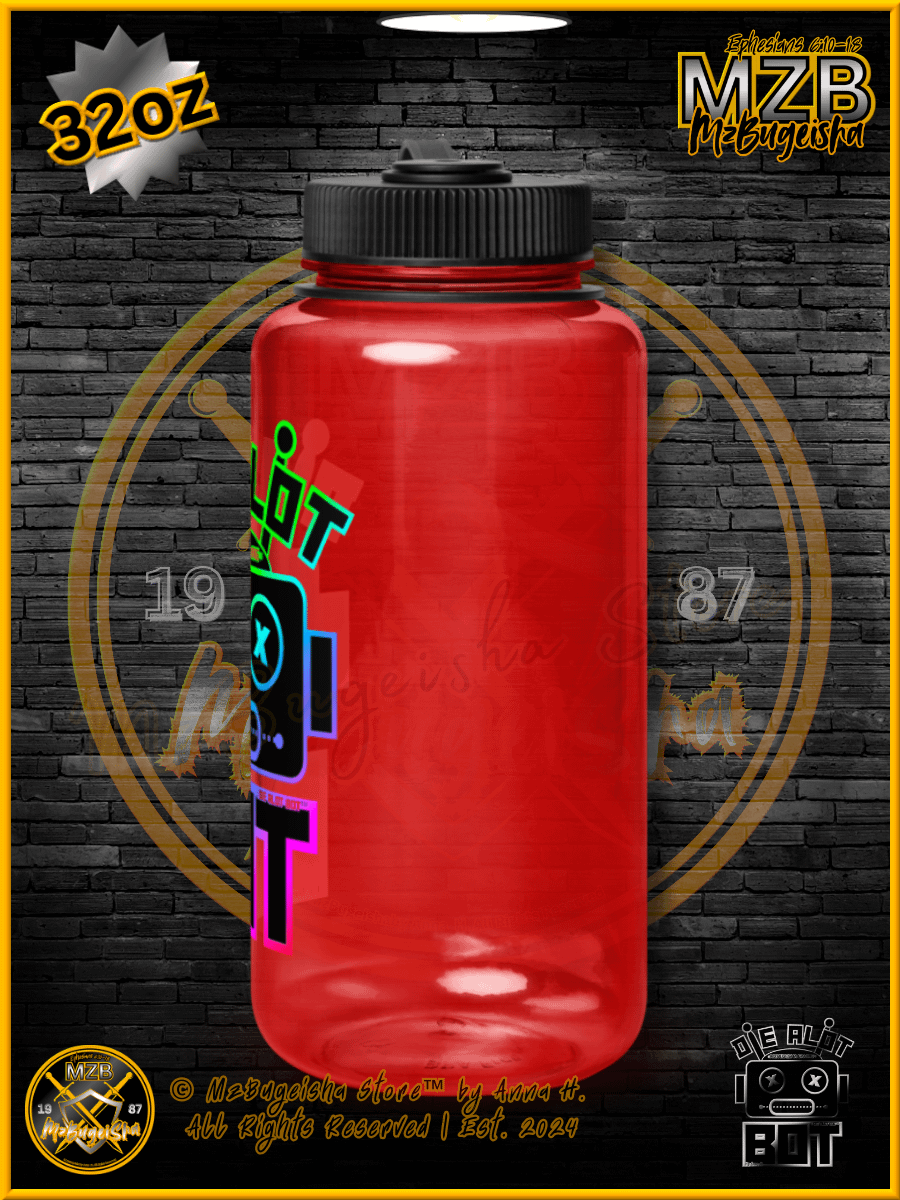 Sports Water Bottle - MzBugeisha™ "Die Alot Bot™ / DieAlotBot™" [spectrum/red] 32oz Sports Water Bottle By Anna H product image (2)