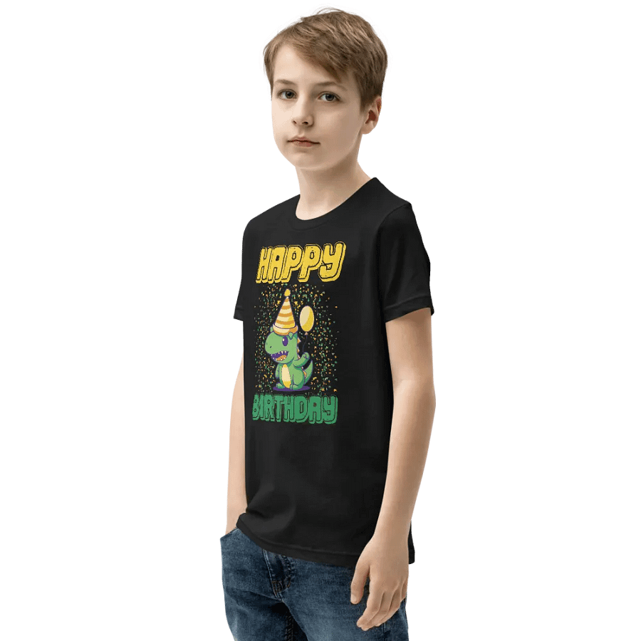 Happy Birthday (Cute Dinosaur With Balloon) T-Shirt For Kids product image (7)
