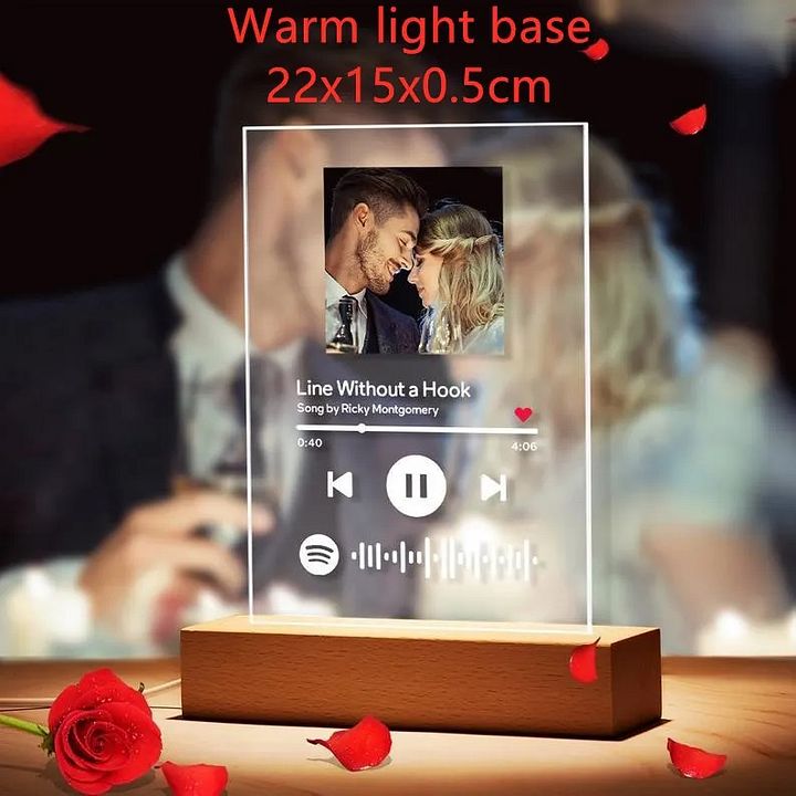 Raindren Acrylic Custom Photo Music Album Cover Night Light Base Size (22x15x0.5cm) product image (1)