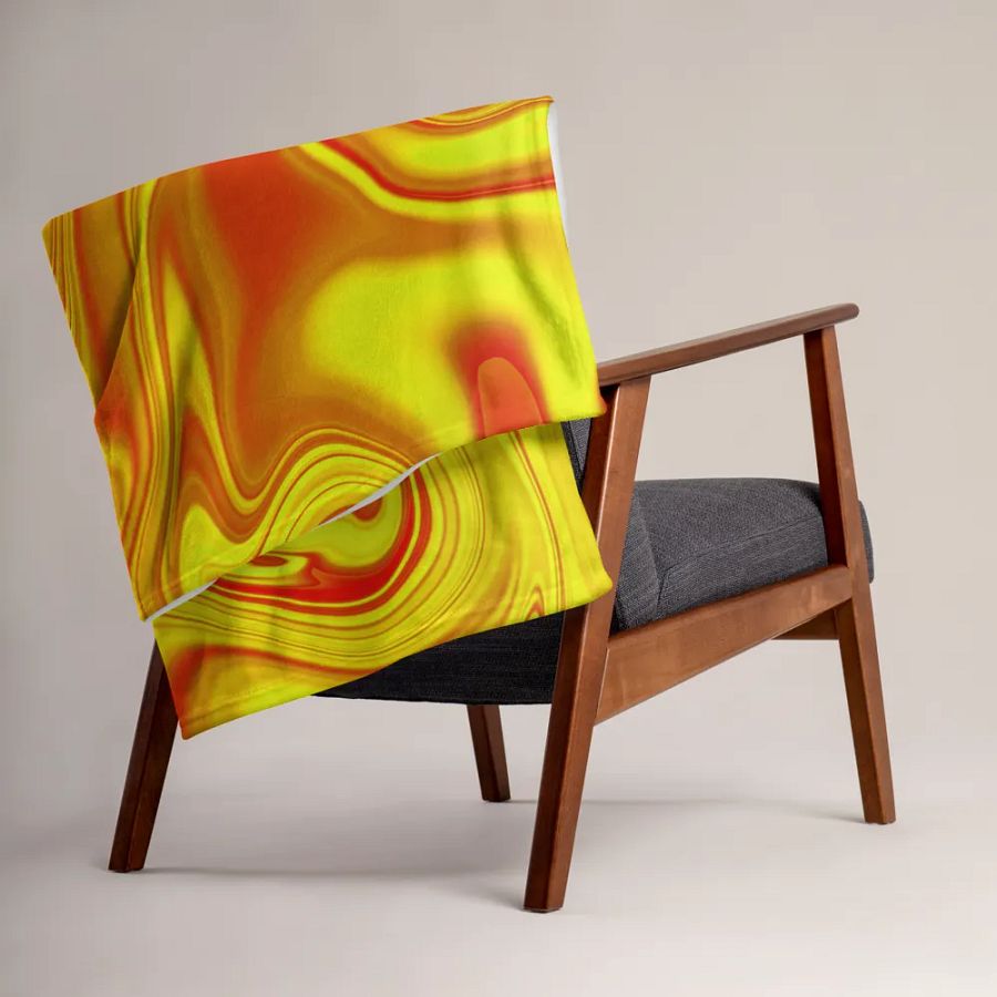 Throw Blanket - Yellow and Red Digital Fluid Art product image (6)