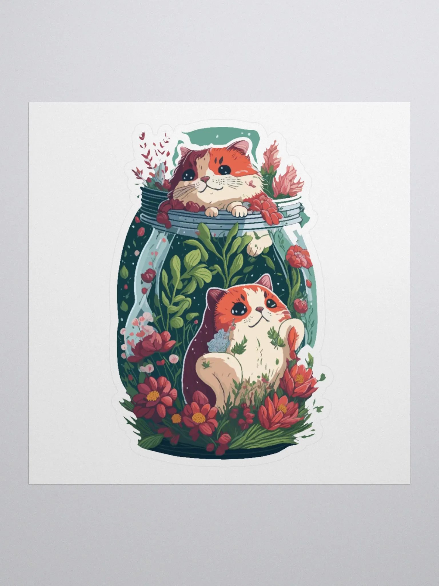 Chonk Cats in a Flower Jar Sticker product image (1)