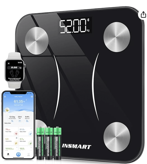 Bluetooth Body Fat Scales, INSMART Smart Digital Bathroom Weight Weighing Scales for Body Composition Analyzer with Smart APP, Body Composition Fitbit Scales for Fitness (ST/LB/KG) (Black) product image (1)