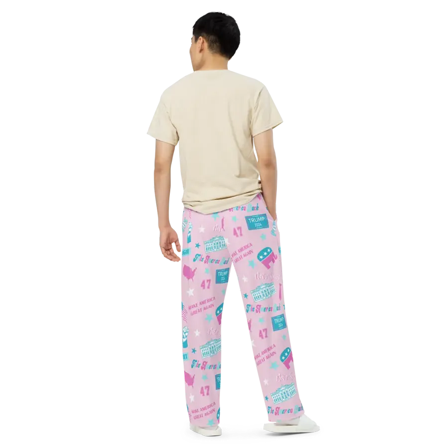 Trump 2024 Election-Themed Patriot Make America Great Again Pink Pattern Pajama Pant product image (5)