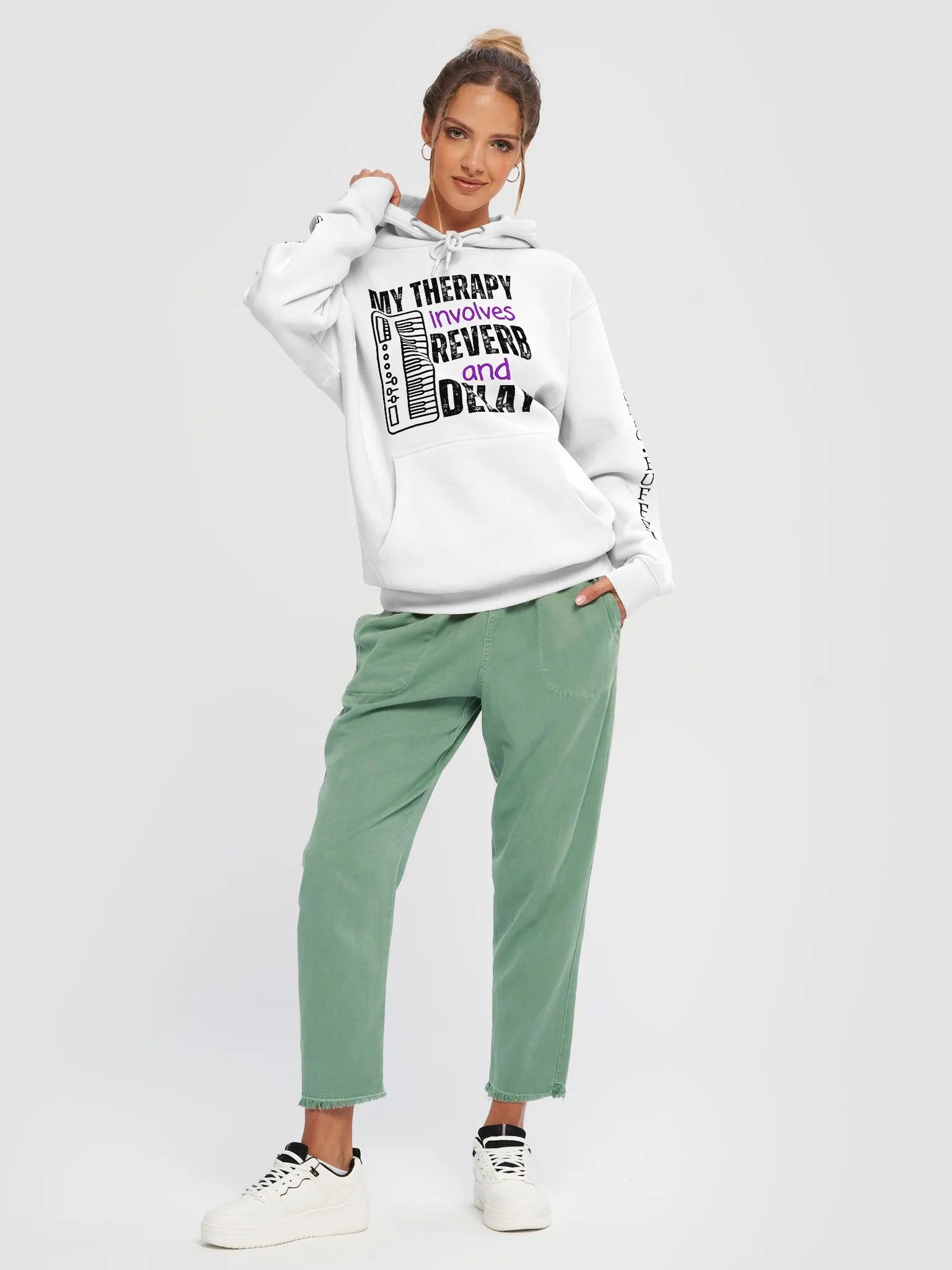 "My Therapy Involves Reverb and Delay" Hoodie (light colors) product image (5)