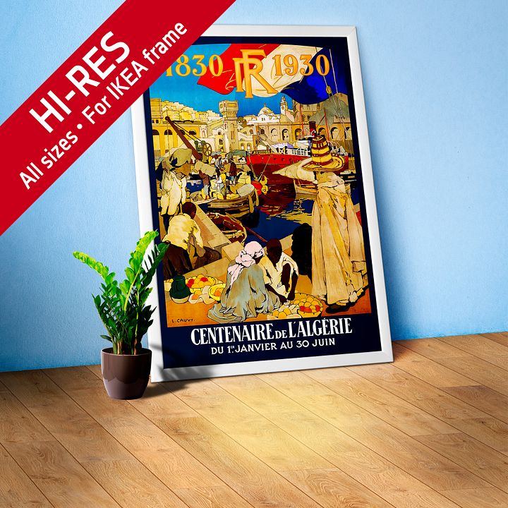 Algeria. Centenaire de l'Algérie 1930. French poster, 1930 — retro vintage travel poster, retro travel art, retro travel wall art product image (1)