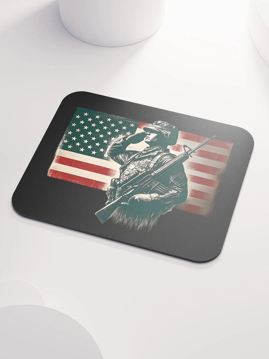 Saluting Soldier - Proud USA Patriotic Tribute Vintage Mouse Pad product image (3)