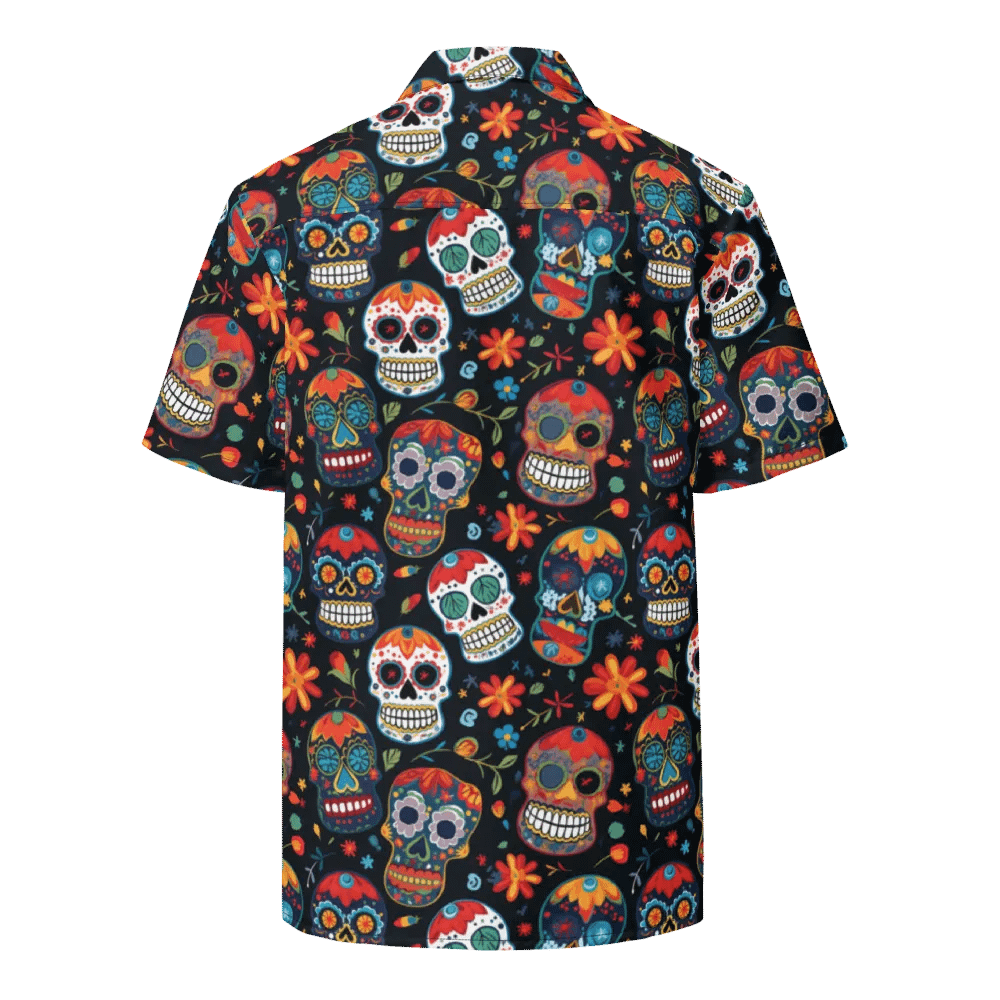 Sugar Skull Pattern-Seamless Day of the Dead Design Hawaiian Shirt product image (2)