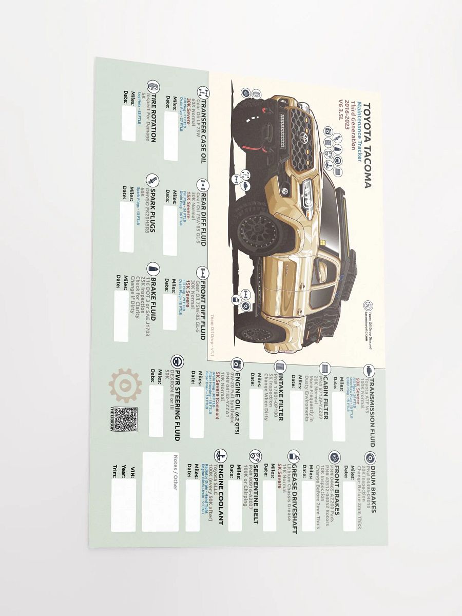 3rd Gen Maintenance Tracker v1.1 - Sand product image (3)