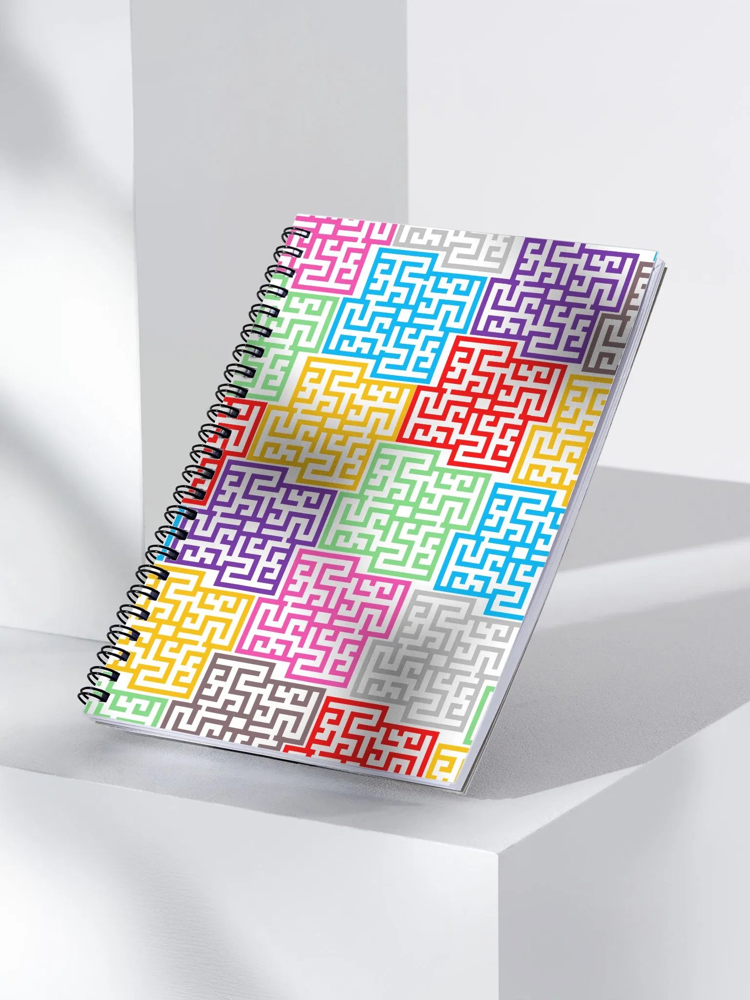 Disjointed Locked Multi-colored Mazes - Geometric Design Spiral Notebook product image (3)