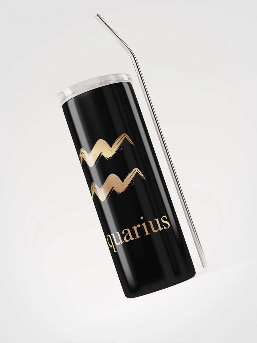 Golden Aquarius Sign Stainless Steel Tumbler: Zodiac Elegance! ♒ product image (3)